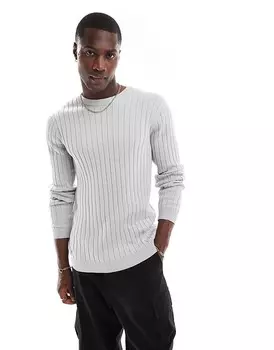 ASOS DESIGN – светло-серый свитер в рубчик подчеркивающего фигуру кроя