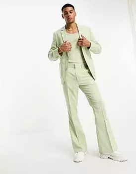 ASOS DESIGN – светло-зеленые костюмные брюки с расклешенными штанинами