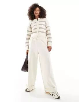 ASOS DESIGN – Светлый кардиган с круглым вырезом в полоску кремового цвета