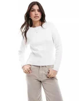 ASOS DESIGN – свитер цвета экрю с присборенной талией и вырезом «лодочка»