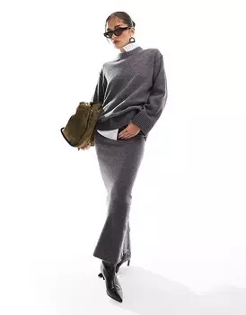 ASOS DESIGN – Свитер оверсайз из смеси овечьей шерсти антрацитового цвета с круглым вырезом и декоративным швом на спине, комбинированная модель