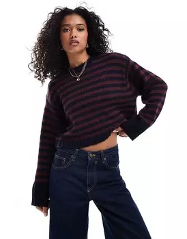 ASOS DESIGN – свитер с круглым вырезом, широкой окантовкой и узором в темно-синюю полоску