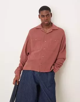 ASOS DESIGN свободная фактурная рубашка цвета ржавчины