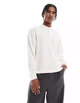 ASOS DESIGN свободная объемная фактурная кофта-хенли кремового цвета