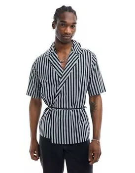 ASOS DESIGN — Свободная полосатая рубашка с завязками и лацканами