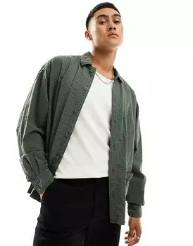 ASOS DESIGN — Свободная рубашка с карманами цвета хаки