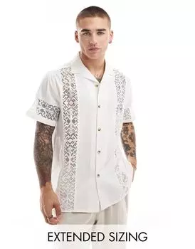 ASOS DESIGN Свободная рубашка с короткими рукавами и белыми кружевными вставками