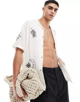 ASOS DESIGN – Свободная рубашка с воротником с лацканами и вышивкой-тату