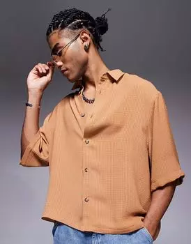 ASOS DESIGN свободная рубашка свободного кроя бежевого цвета