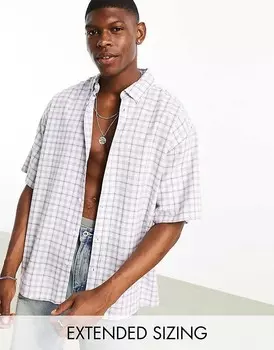 ASOS DESIGN – Свободная рубашка свободного кроя в фиолетовую клетку для папы