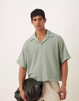 ASOS DESIGN свободная трикотажная рубашка свободного кроя с коротким рукавом цвета хаки