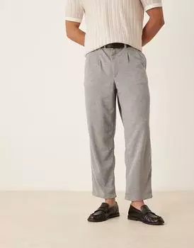 ASOS DESIGN свободные зауженные элегантные брюки серого цвета