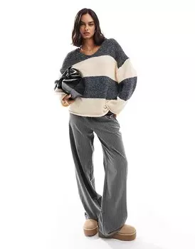 ASOS DESIGN – свободный полосатый свитер оверсайз с V-образным вырезом