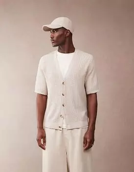 ASOS DESIGN свободный вязаный кардиган бежевого цвета