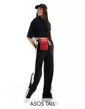 ASOS DESIGN Tall – черные брюки без застежки с контрастной вставкой