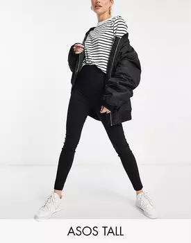ASOS DESIGN Tall – черные облегающие брюки с завышенной талией