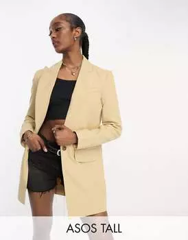 ASOS DESIGN Tall – куртка каменно-бежевого цвета удлиненного кроя