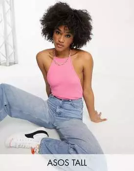 ASOS DESIGN Tall — розовое боди в рубчик T-design