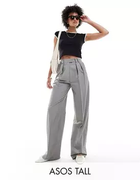 ASOS DESIGN Tall — серые широкие брюки