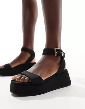 ASOS DESIGN – Tantoo – Черные босоножки на плоской платформе