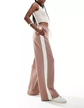 ASOS DESIGN – темно-серые полосатые брюки без застежки с контрастной вставкой