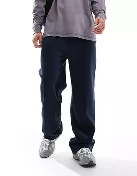 ASOS DESIGN – темно-синие джоггеры с широкими штанинами и складками