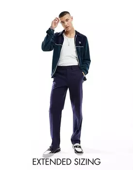 ASOS DESIGN – темно-синие прямые костюмные брюки из смесового льна