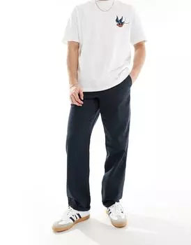 ASOS DESIGN – темно-синие стираные брюки-чиносы свободного кроя
