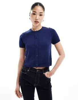 ASOS DESIGN – Темно-синий кардиган с короткими рукавами