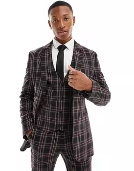 ASOS DESIGN – темно-синий очень облегающий пиджак в клетку
