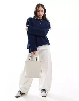 ASOS DESIGN – темно-синий свитер в рубчик с круглым вырезом