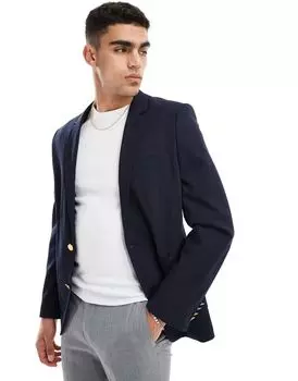 ASOS DESIGN – темно-синий жакет на заказ, застегивающийся на золотые пуговицы