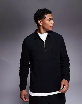 ASOS DESIGN – темно-синяя флисовая толстовка с воротником и молнией на шее