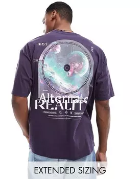 ASOS DESIGN – темно-синяя футболка оверсайз с принтом на спине