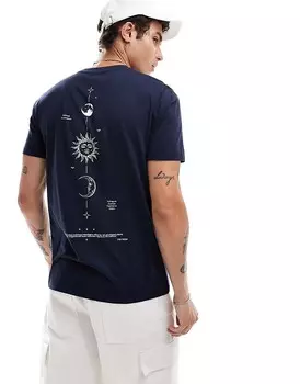 ASOS DESIGN – темно-синяя футболка с астрономическим принтом на спине
