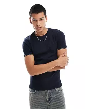 ASOS DESIGN – темно-синяя футболка в рубчик привлекательного кроя