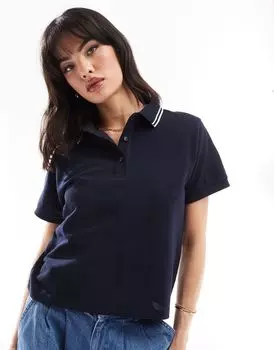 ASOS DESIGN – темно-синяя приталенная рубашка-поло