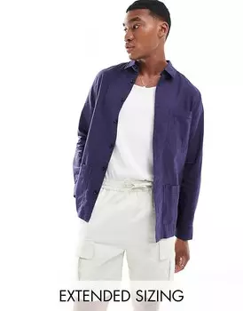 ASOS DESIGN – Темно-синяя рубашка из смесового льна