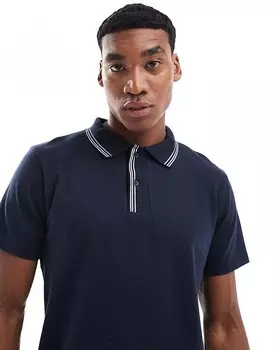 ASOS DESIGN – темно-синяя рубашка-поло с окантовкой