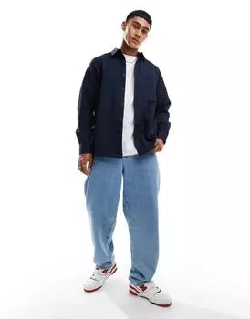 ASOS DESIGN — темно-синяя рубашка с волнистой полоской