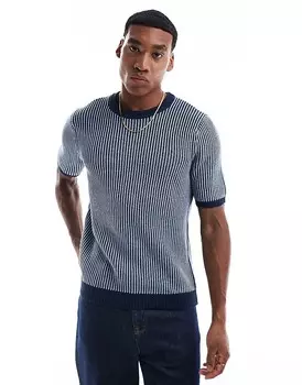 ASOS DESIGN – Темно-синяя трикотажная футболка с принтом