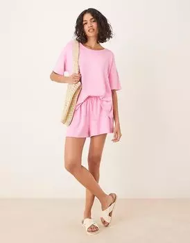 ASOS DESIGN текстурированные трикотажные короткие шорты розового цвета