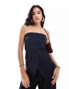 ASOS DESIGN – Текстурированный темно-синий топ-бандо, часть комплекта