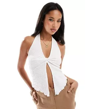 ASOS DESIGN — текстурированный топ цвета слоновой кости с воротником-хомутом