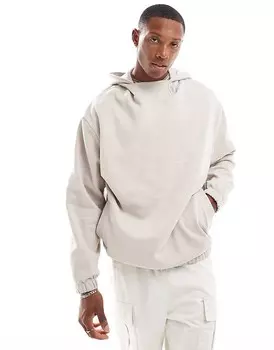 ASOS DESIGN – толстовка оверсайз серо-бежевого цвета с декоративной деталью на капюшоне