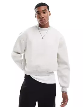 ASOS DESIGN — толстовка свободного кроя с заниженными плечами из ткани с аквалангом серого меланжевого цвета