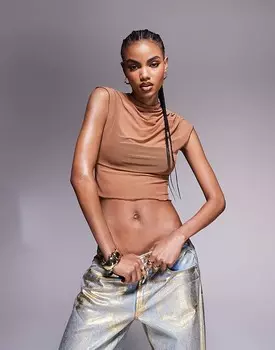 ASOS DESIGN – Топ из сетки карамельно-коричневого цвета с бюстье
