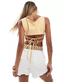 ASOS DESIGN – Топ песочного цвета с открытой спиной и заостренным краем по низу
