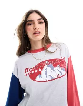 ASOS DESIGN — топ с длинными рукавами, горным принтом и колор-блоками