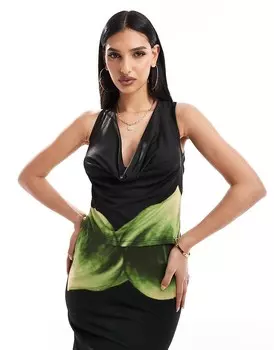 ASOS DESIGN - Топ с открытой спиной и драпировкой в цветочек, часть комплекта